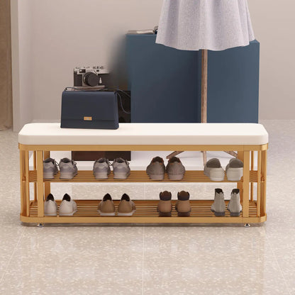 Banc de rangement capitonné en métal doré glamour pour entrée