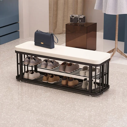 Banc de rangement capitonné en métal doré glamour pour entrée