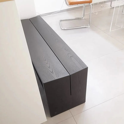 Banc d'entrée scandinave incurvé en bois massif noir