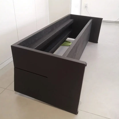 Banc d'entrée scandinave incurvé en bois massif noir