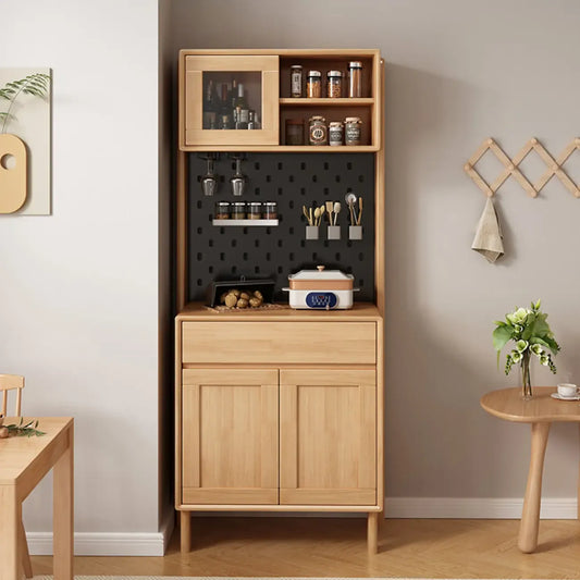 Buffet nordique multifonctionnel en bois naturel avec étagère