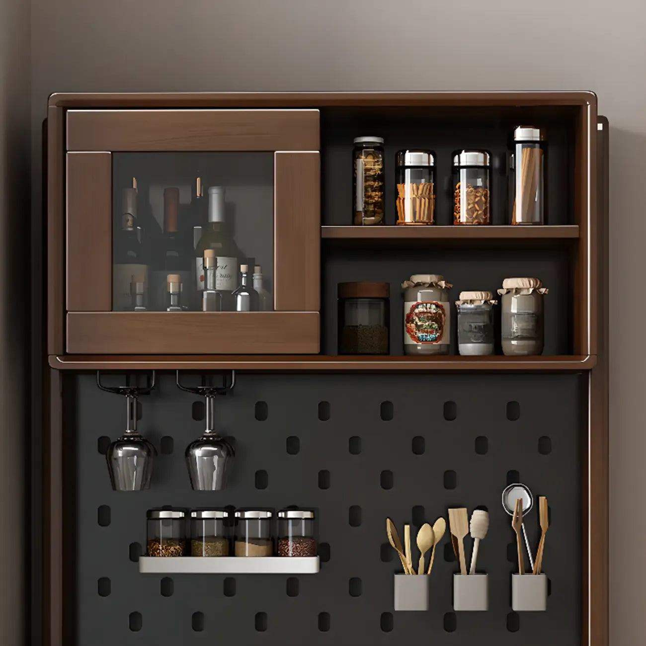 Buffet nordique multifonctionnel en bois naturel avec étagère