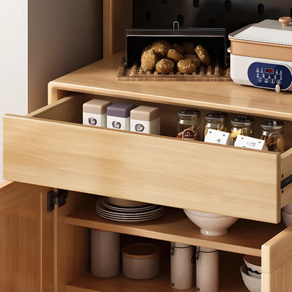 Buffet nordique multifonctionnel en bois naturel avec étagère