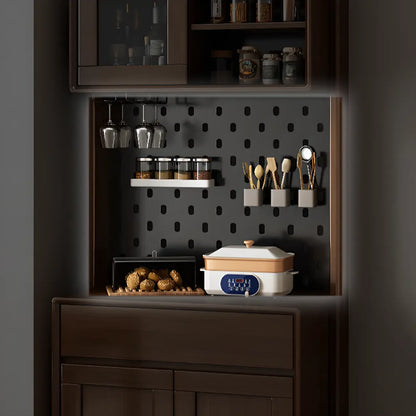 Buffet nordique multifonctionnel en bois naturel avec étagère