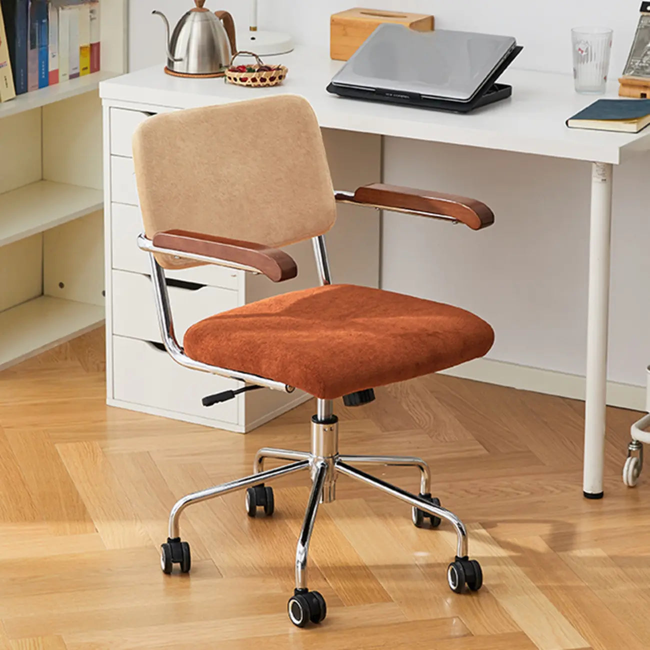 Chaise de bureau moderne réglable en tissu et structure métallique