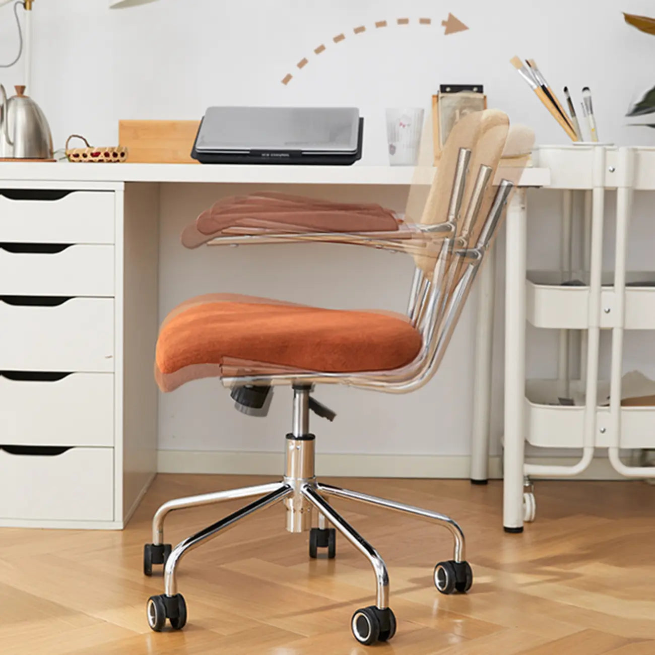Chaise de bureau moderne réglable en tissu et structure métallique