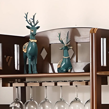 Casier à vin autoportant en pin avec étagère porte-verres