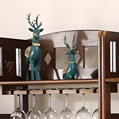 Casier à vin autoportant en pin avec étagère porte-verres