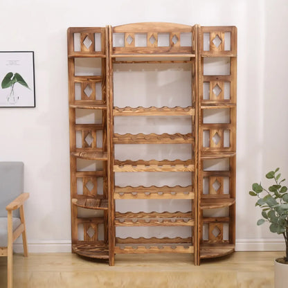 Casier à vin autoportant en pin avec étagère porte-verres