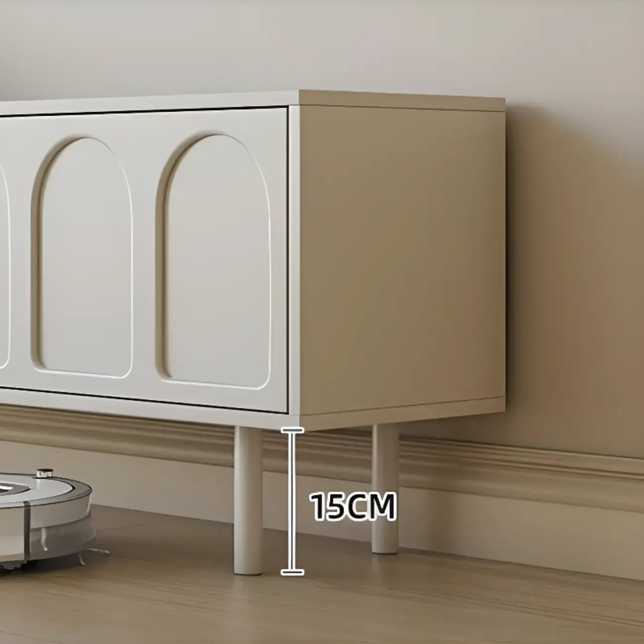 Meuble TV rectangulaire moderne en bois blanc avec rangement