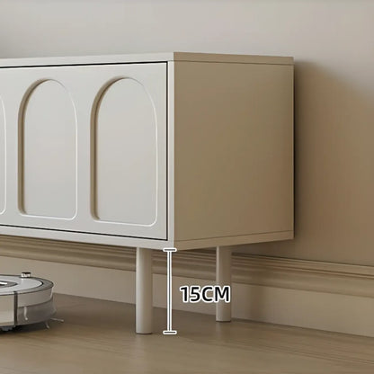 Meuble TV rectangulaire moderne en bois blanc avec rangement