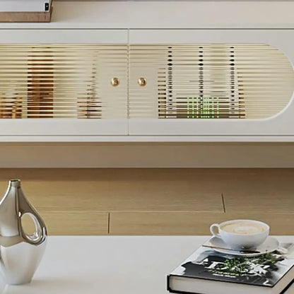 Meuble TV rectangulaire moderne en bois blanc avec rangement