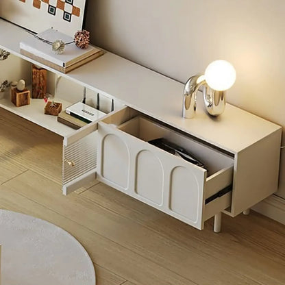 Meuble TV rectangulaire moderne en bois blanc avec rangement