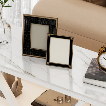 Table d'appoint mobile rectangulaire avec plateau en pierre frittée grise et rangement