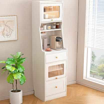 Buffet en bois avec comptoir en pierre blanche haute pour cuisine