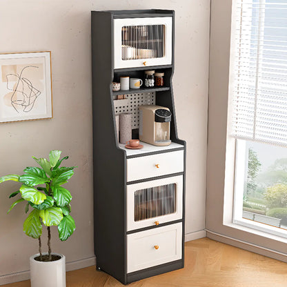 Buffet en bois avec comptoir en pierre blanche haute pour cuisine