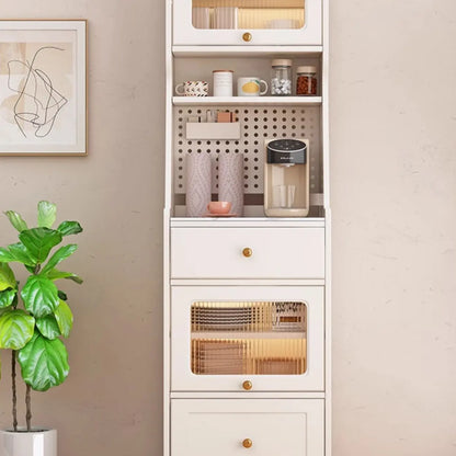 Buffet en bois avec comptoir en pierre blanche haute pour cuisine