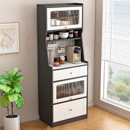 Buffet en bois avec comptoir en pierre blanche haute pour cuisine