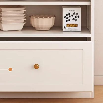 Buffet en bois avec comptoir en pierre blanche haute pour cuisine