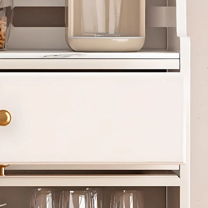 Buffet en bois avec comptoir en pierre blanche haute pour cuisine