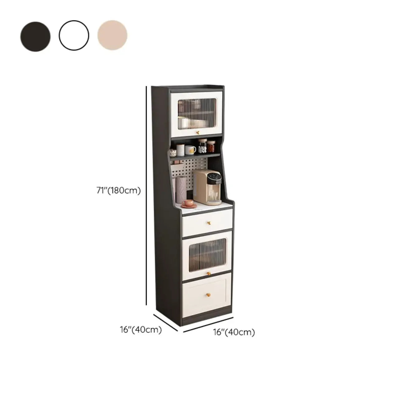 Buffet en bois avec comptoir en pierre blanche haute pour cuisine