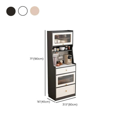 Buffet en bois avec comptoir en pierre blanche haute pour cuisine