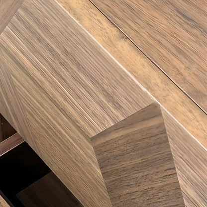 Table de chevet étroite élégante en bois brun noyer à 2 tiroirs