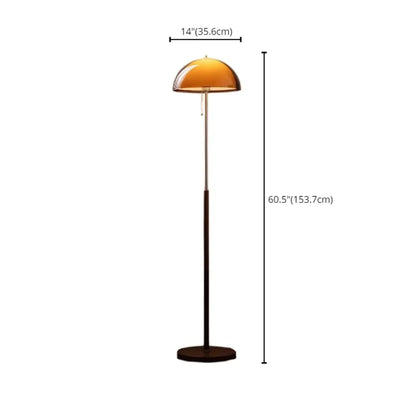 Lampadaire Art Déco à dôme orange en acrylique