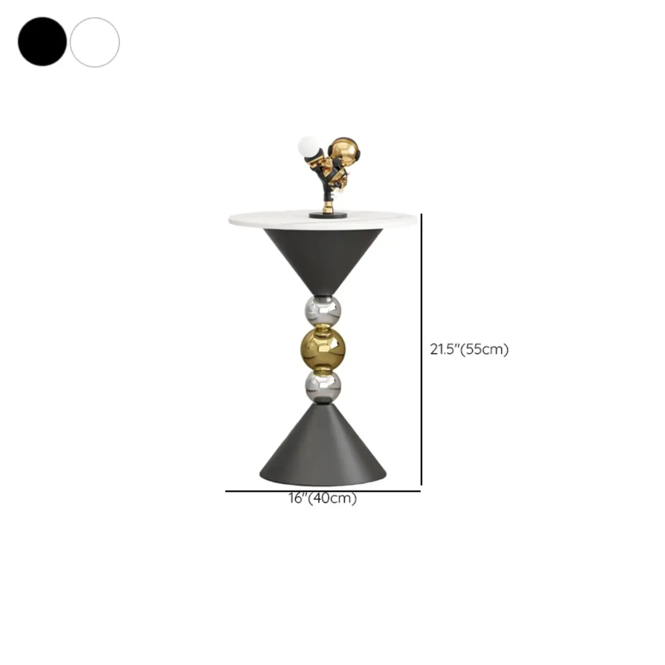 Table d'appoint ronde glamour en pierre blanche avec pied en souche