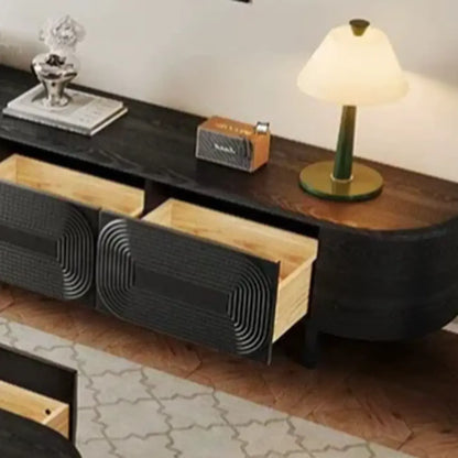 Meuble TV en bois noir de style Mid-Century Modern avec tiroirs