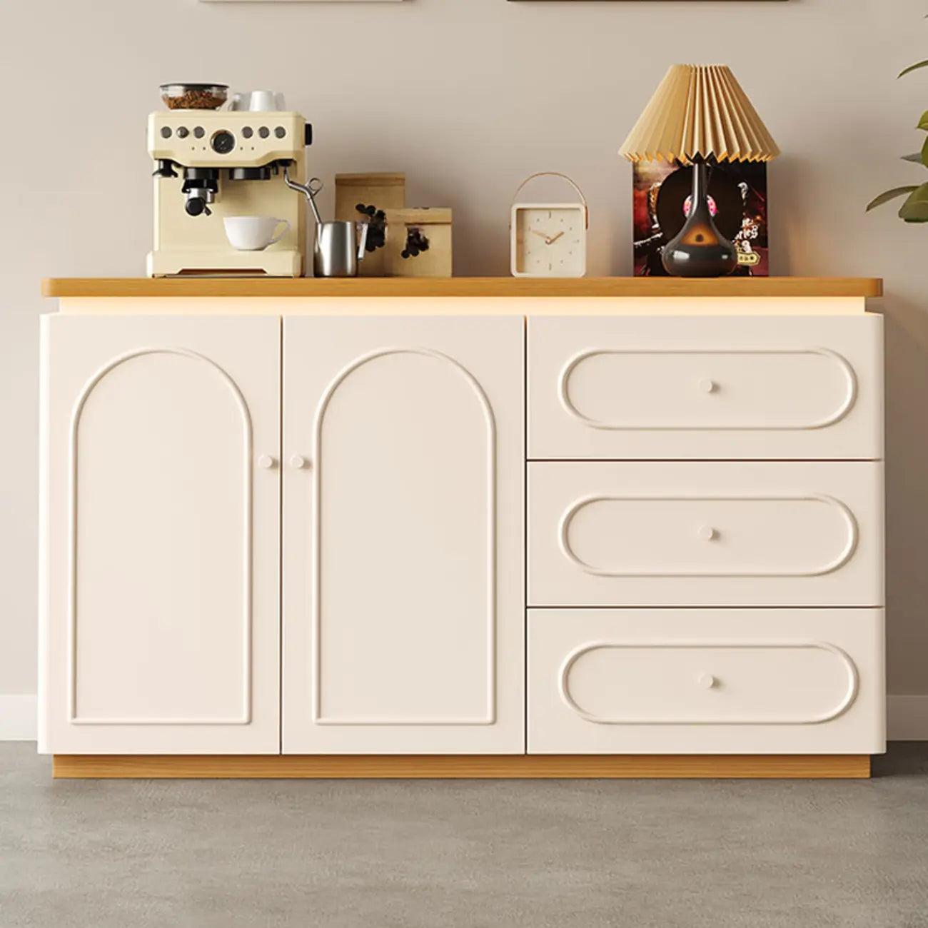 Meuble de rangement de cuisine blanc moderne avec 3 tiroirs