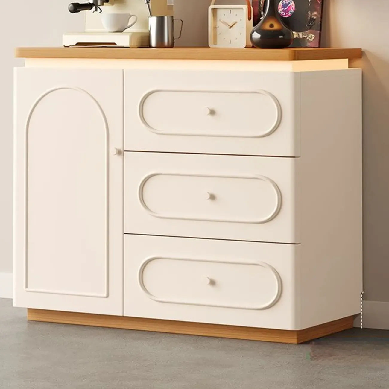 Meuble de rangement de cuisine blanc moderne avec 3 tiroirs