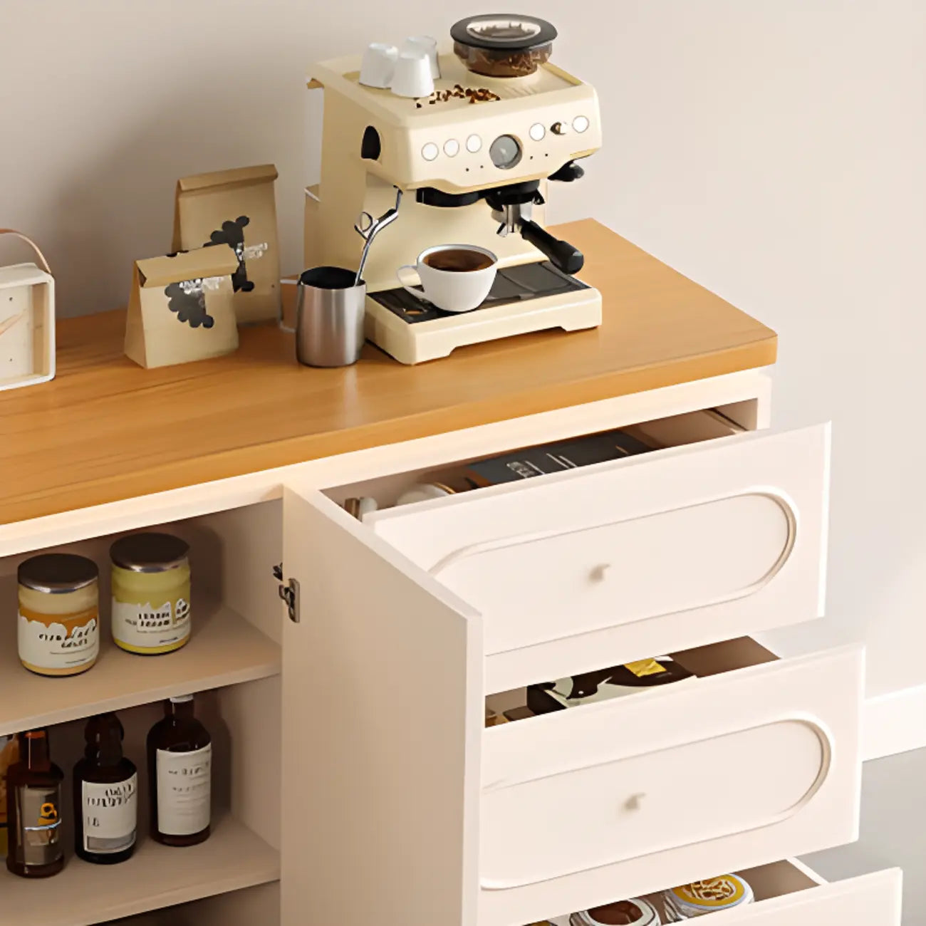 Meuble de rangement de cuisine blanc moderne avec 3 tiroirs