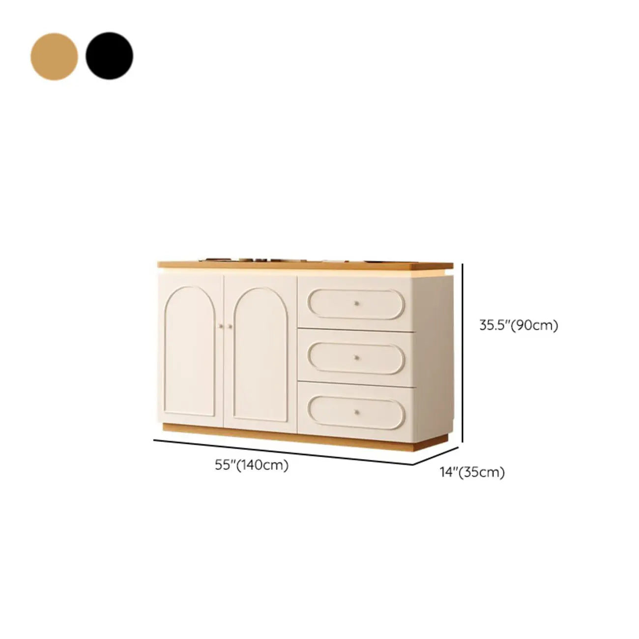 Meuble de rangement de cuisine blanc moderne avec 3 tiroirs