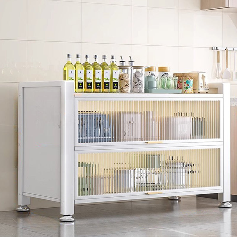 Buffet moderne et simple en métal avec portes relevables et plusieurs placards