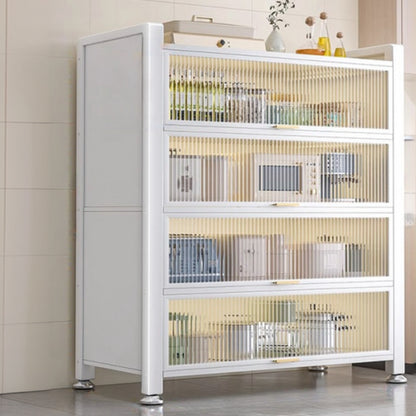 Buffet moderne et simple en métal avec portes relevables et plusieurs placards