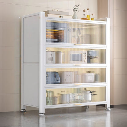 Buffet moderne et simple en métal avec portes relevables et plusieurs placards