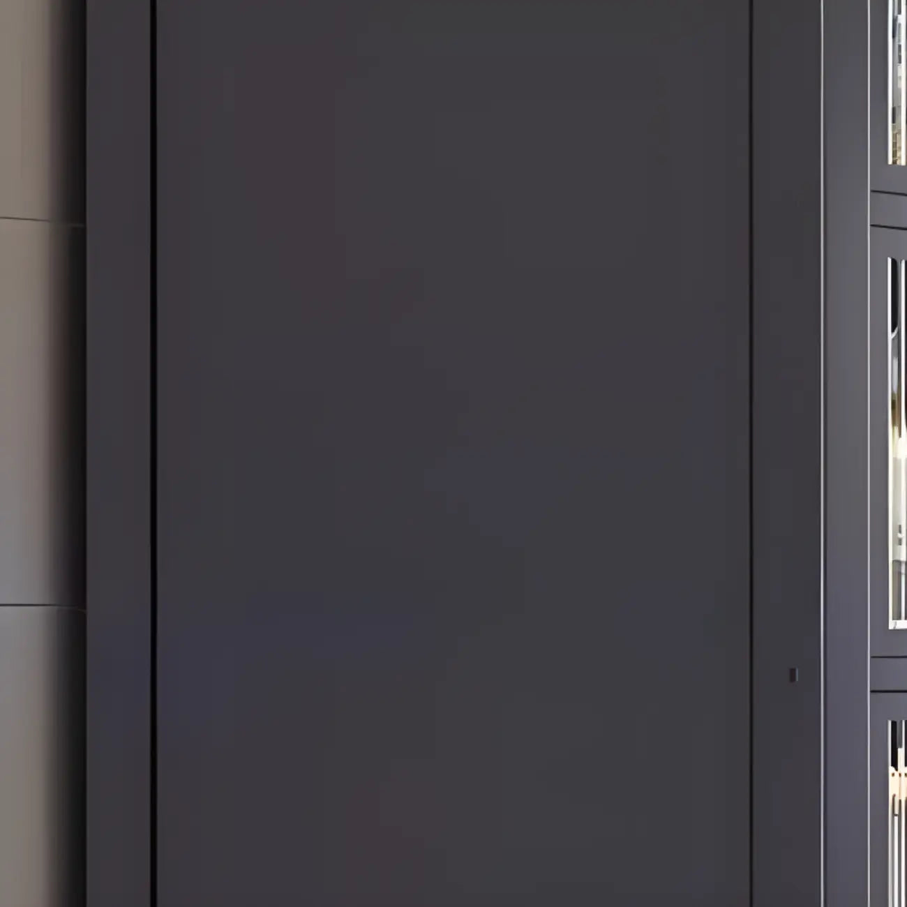 Buffet moderne et simple en métal avec portes relevables et plusieurs placards