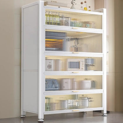 Buffet moderne et simple en métal avec portes relevables et plusieurs placards