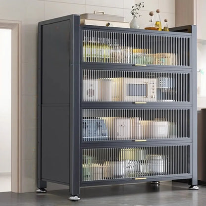 Buffet moderne et simple en métal avec portes relevables et plusieurs placards