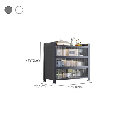 Buffet moderne et simple en métal avec portes relevables et plusieurs placards