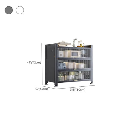 Buffet moderne et simple en métal avec portes relevables et plusieurs placards