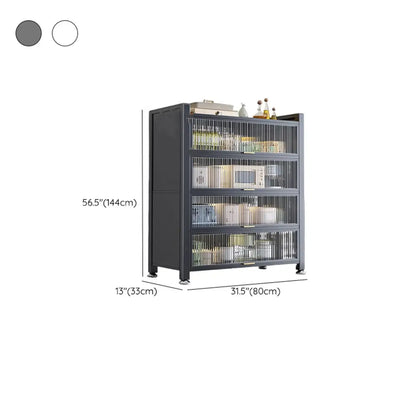 Buffet moderne et simple en métal avec portes relevables et plusieurs placards