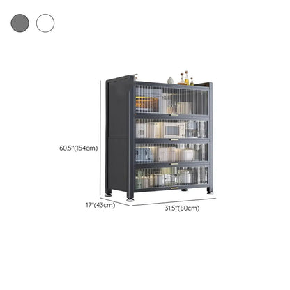 Buffet moderne et simple en métal avec portes relevables et plusieurs placards