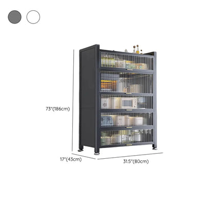 Buffet moderne et simple en métal avec portes relevables et plusieurs placards