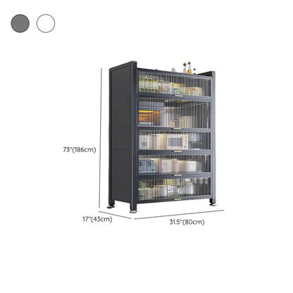 Buffet moderne et simple en métal avec portes relevables et plusieurs placards