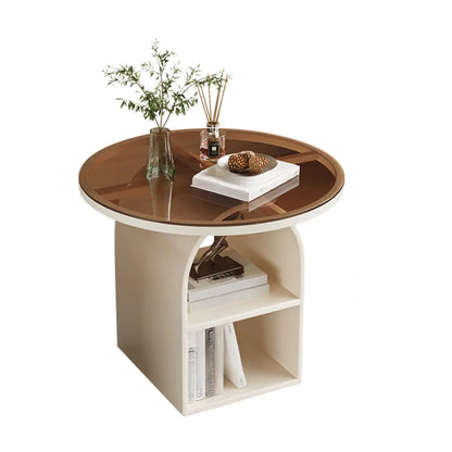 Table d'appoint moderne à trois niveaux en pierre frittée blanche à géométrie géométrique