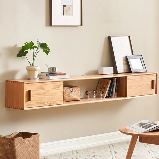 Meuble TV mural en bois naturel