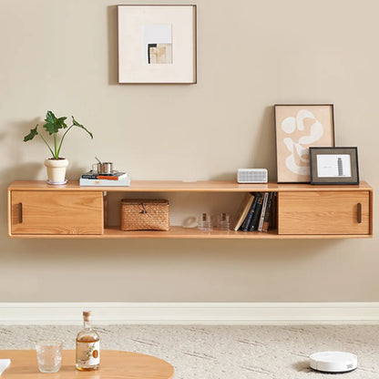 Meuble TV mural en bois naturel