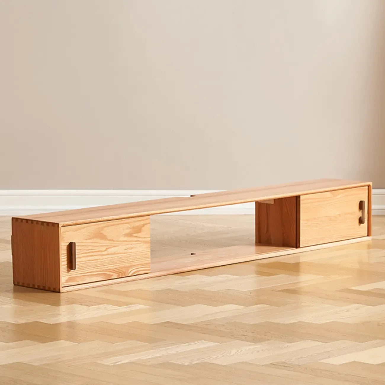 Meuble TV mural en bois naturel